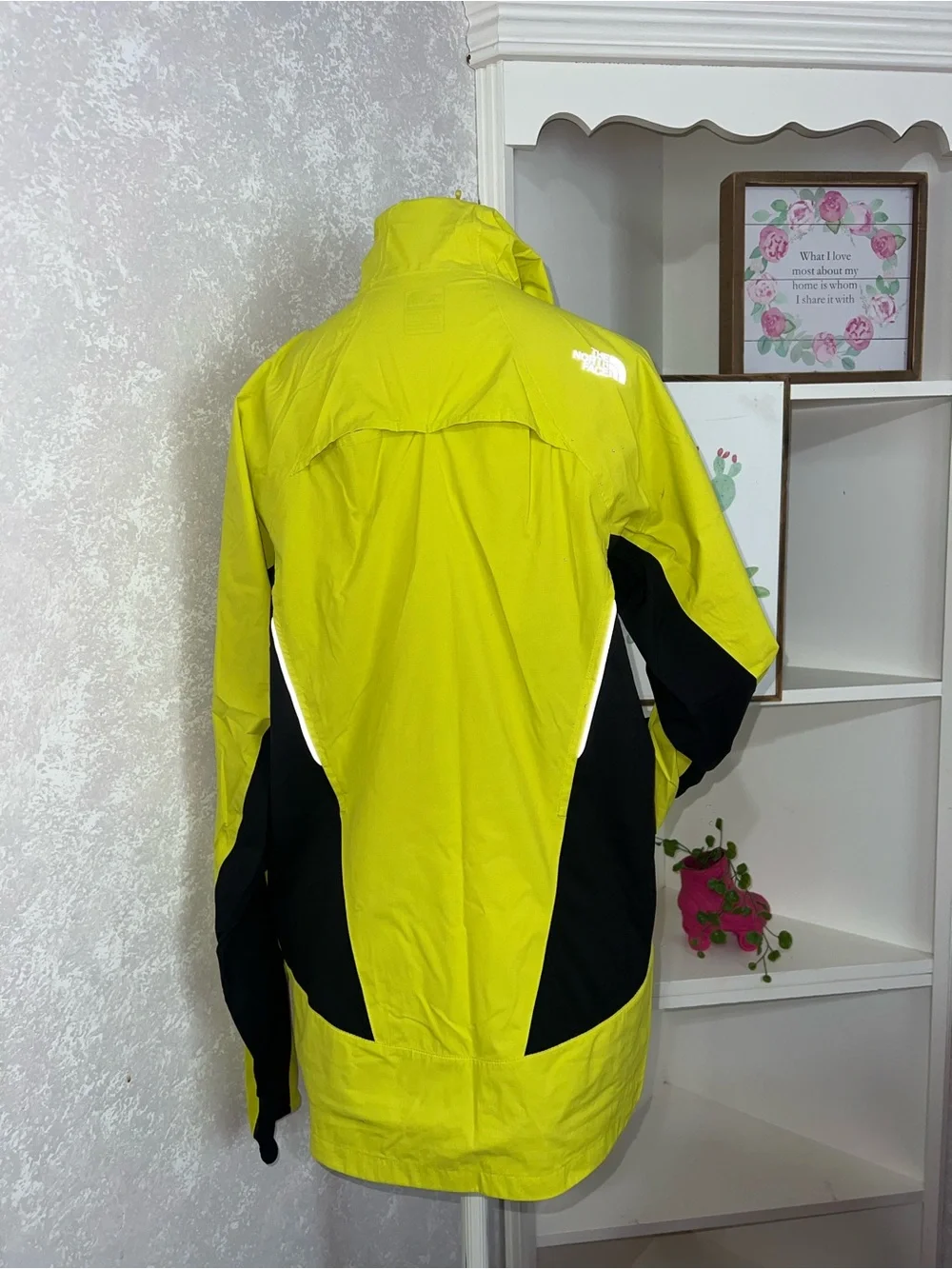 The North Face Men’s Neon Yellow Hooded Ski Jacket with Black Panels